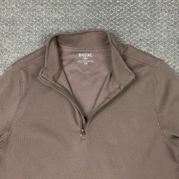 Rhone Commuter 1/4 Zip Pullover Men's Medium Brown Performance Quarter Sweater - Picture 4 of 13